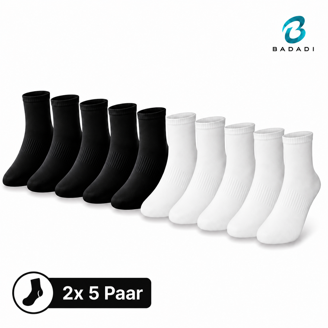 10 Paar Sneaker Socken Unisex – Baumwolle – Atmungsaktiv – Schwarz/Weiß oder Mix