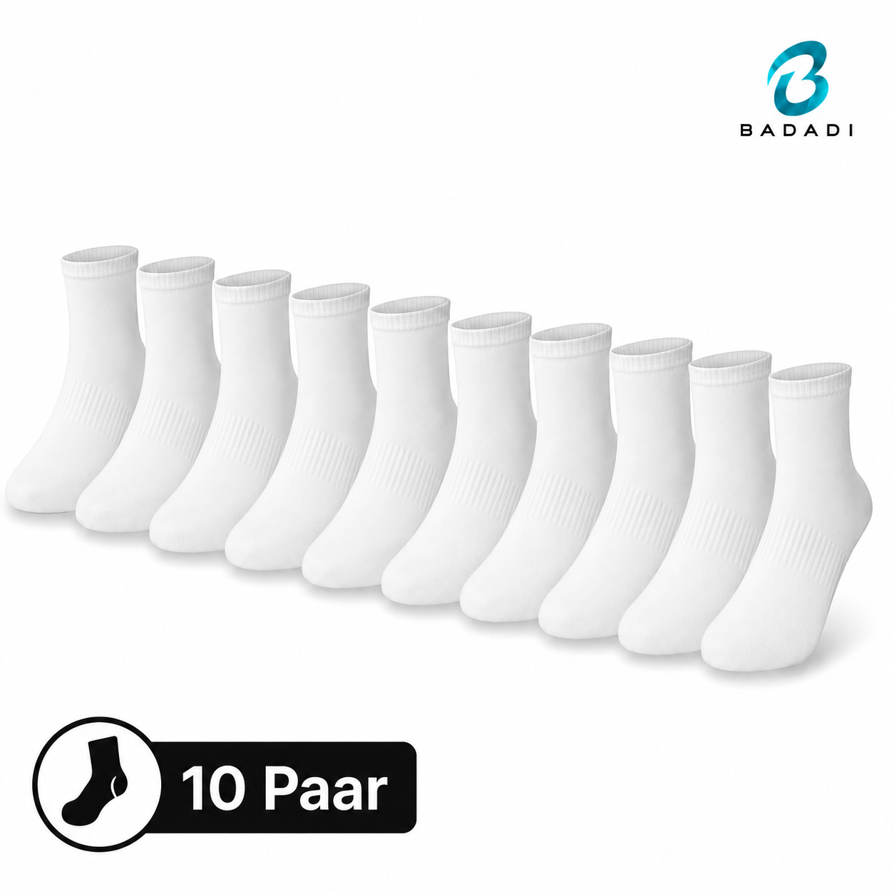 10 Paar Sneaker Socken Unisex – Baumwolle – Atmungsaktiv – Schwarz/Weiß oder Mix