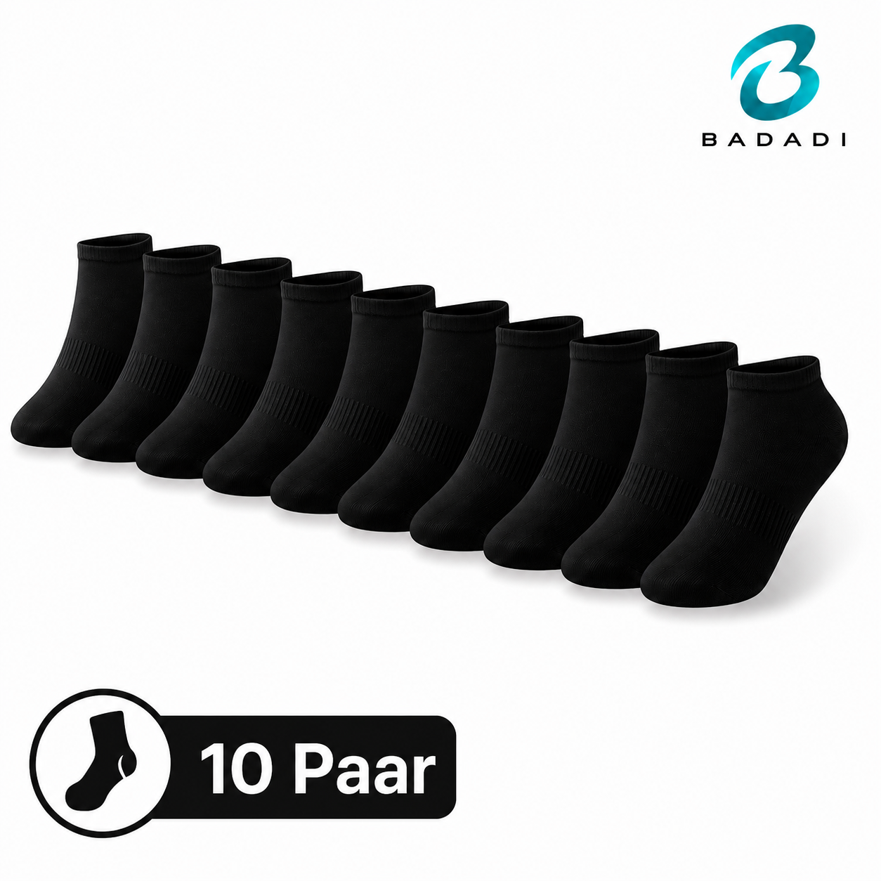 10 Paar Knöchelsocken Unisex – Baumwolle – Atmungsaktiv – Schwarz/Weiß oder Mix