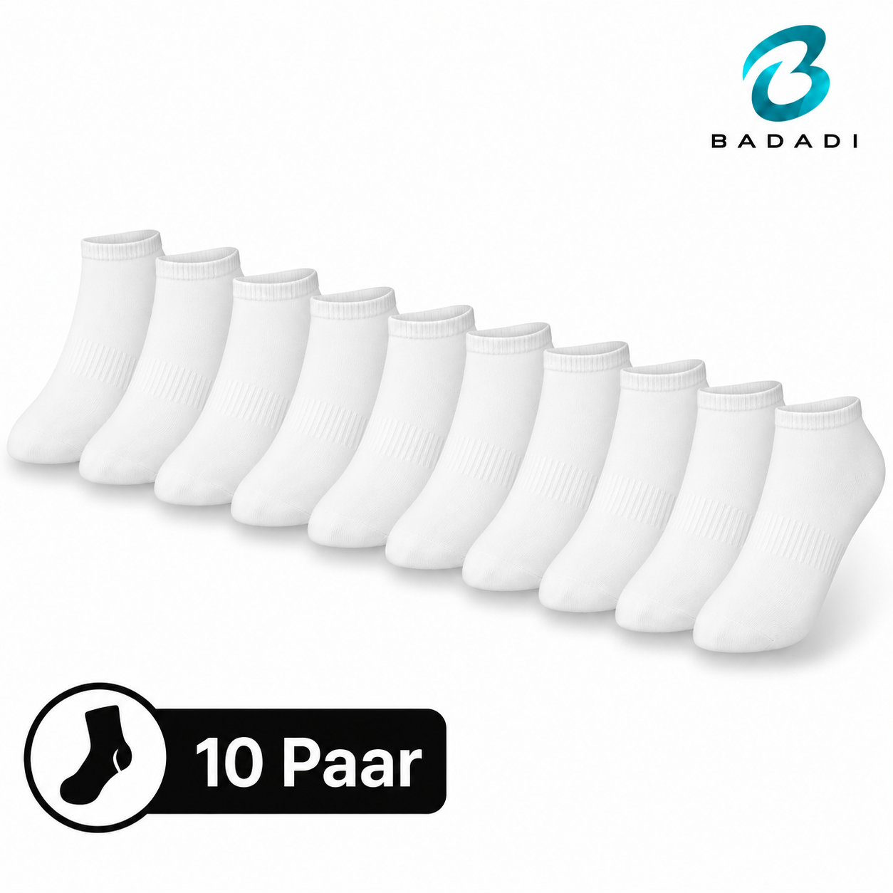 10 Paar Knöchelsocken Unisex – Baumwolle – Atmungsaktiv – Schwarz/Weiß oder Mix