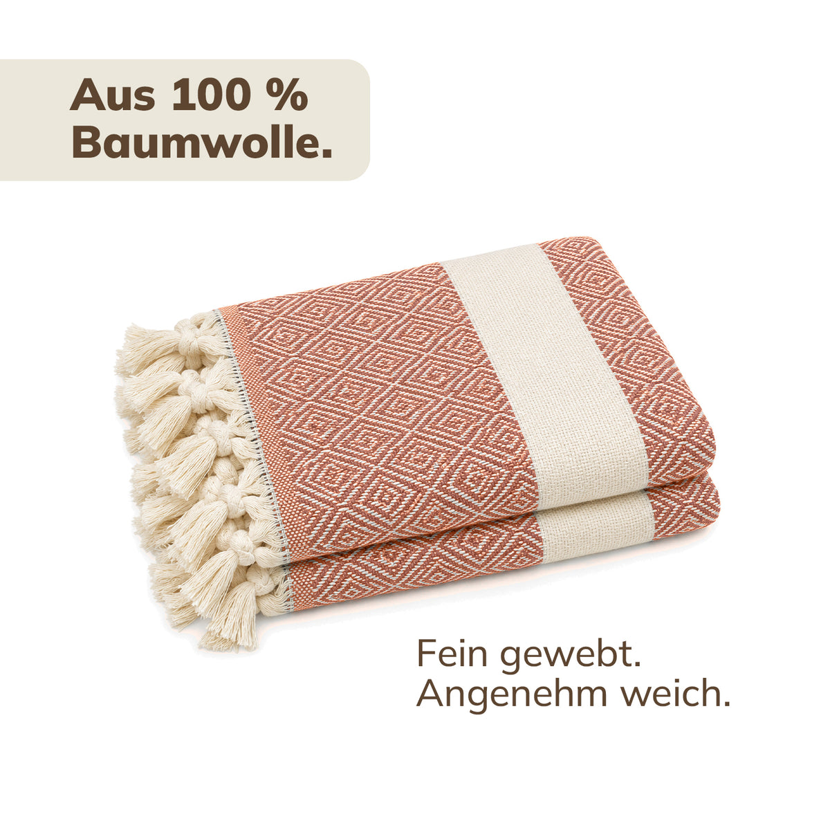 Hamamtuch XXL 100x180 cm - Saunatuch & Strandtuch aus 100% Baumwolle