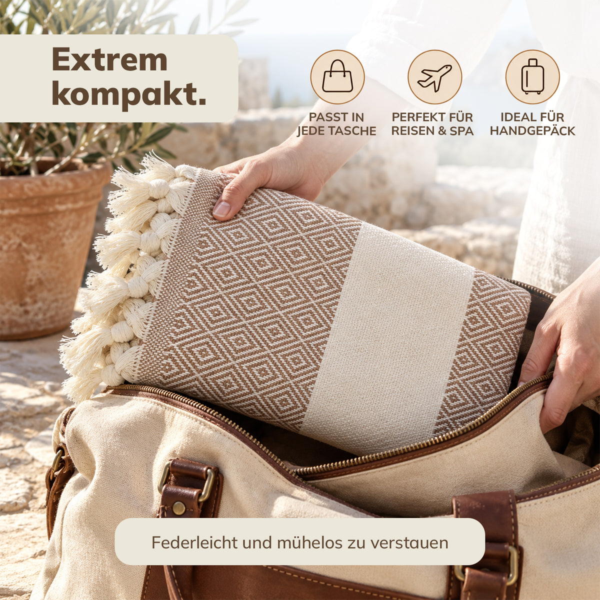 Hamamtuch XXL 100x180 cm - Saunatuch & Strandtuch aus 100% Baumwolle