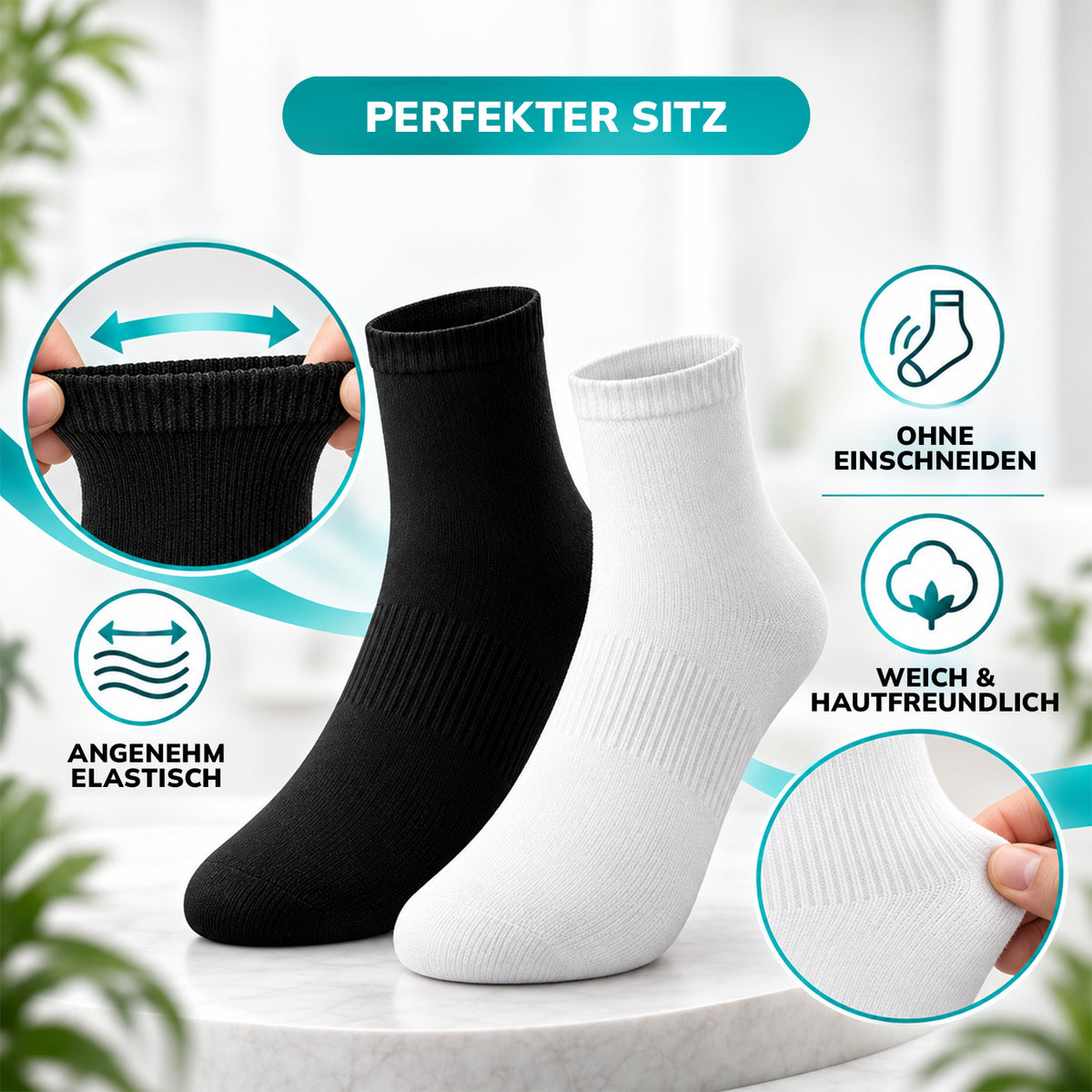 Sneaker Socken Herren & Damen 10 Paar Gr. 39-46 - Kurze Knöchelsocken Baumwolle