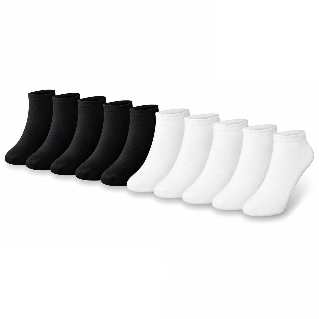 10 Paar Knöchelsocken, Füßlinge, Kurzsocken - Unisex Baumwolle Schwarz/Weiss