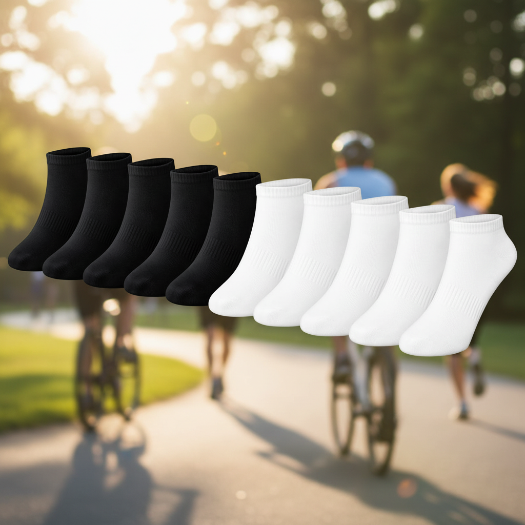 10er-Pack Unisex Knöchelsocken aus Bio-Baumwolle - Schwarz/Weiss