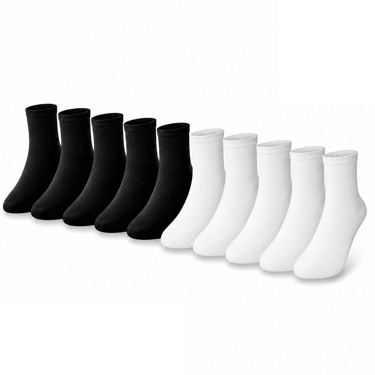 10 Paar Sneakersocken, Tennissocken, Langsocken - Unisex Baumwolle Schwarz/Weiss