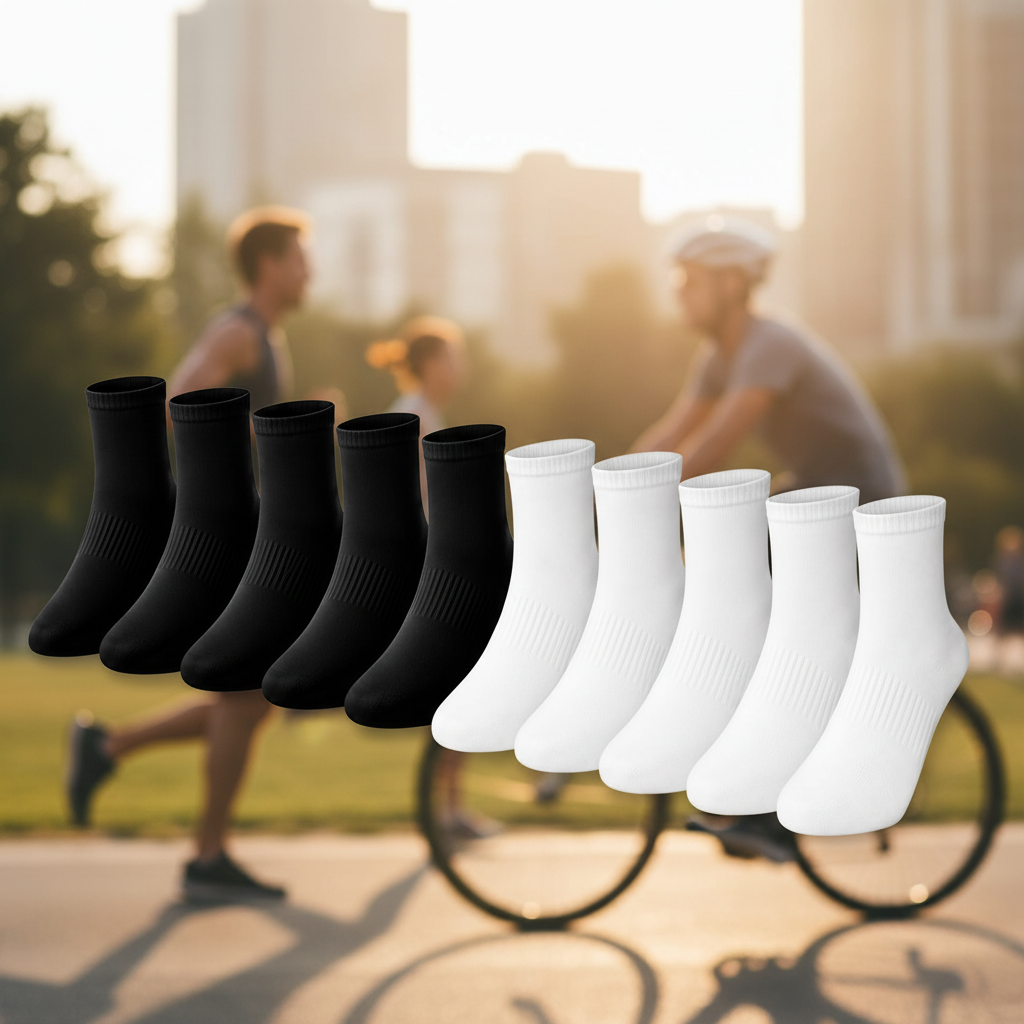 10er-Pack Unisex Sneakersocken aus Baumwolle - Schwarz/Weiss